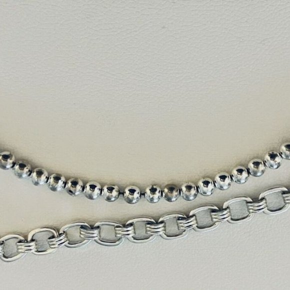 Estate Designer Signed CHAPS Silver Tone Link Chain Bracelets - Picture 2 of 8